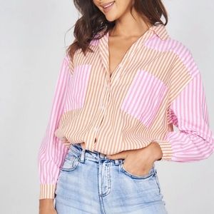 Oversized Stripe Button Down, SZ Small